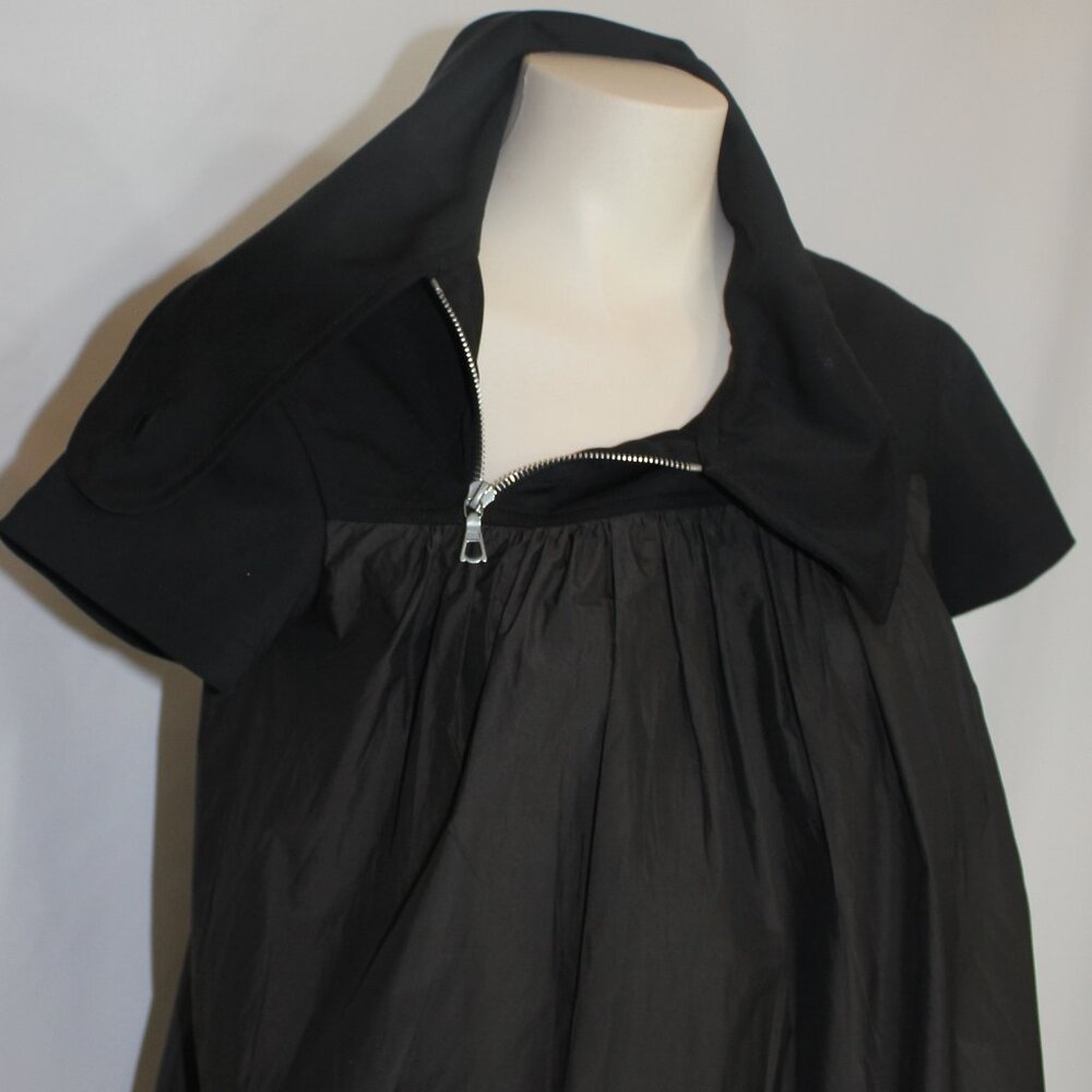 Dries Van Noten Brown Black zip 1 button short sleeve top size 36 /s/m - Picture 3 of 10